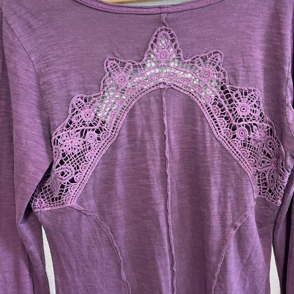 Free People Plum Purple Long Sleeve Button-Down Top - Picture 6 of 10
